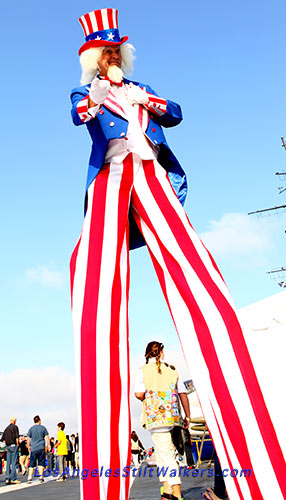 stilt walker uncle sam